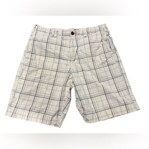 AMERICAN EAGLE Vintage Y2K Men’s Size 34 Cream Brown Plaid Shorts Long Length